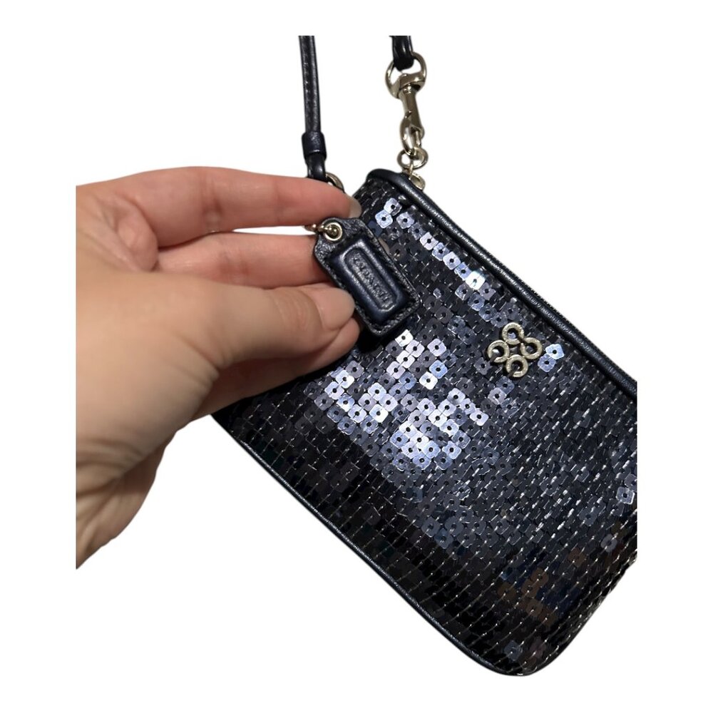 Coach Dressy Sequined Wristlet Navy - Picture 4 of 5